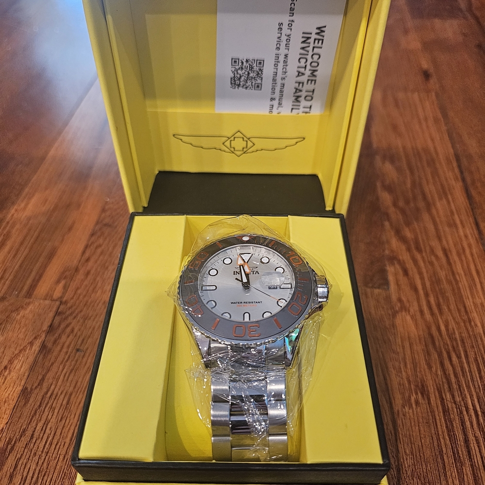Silver and Orange Dive Watch